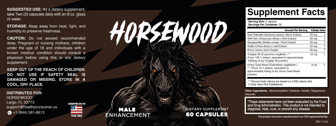 HorseWood supplement facts and full ingredient label details